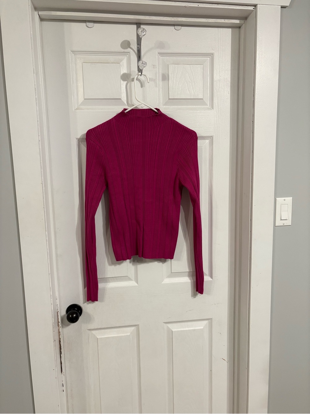 Dynamite Ribbed Magenta Long-Sleeve Turtleneck Sweater
